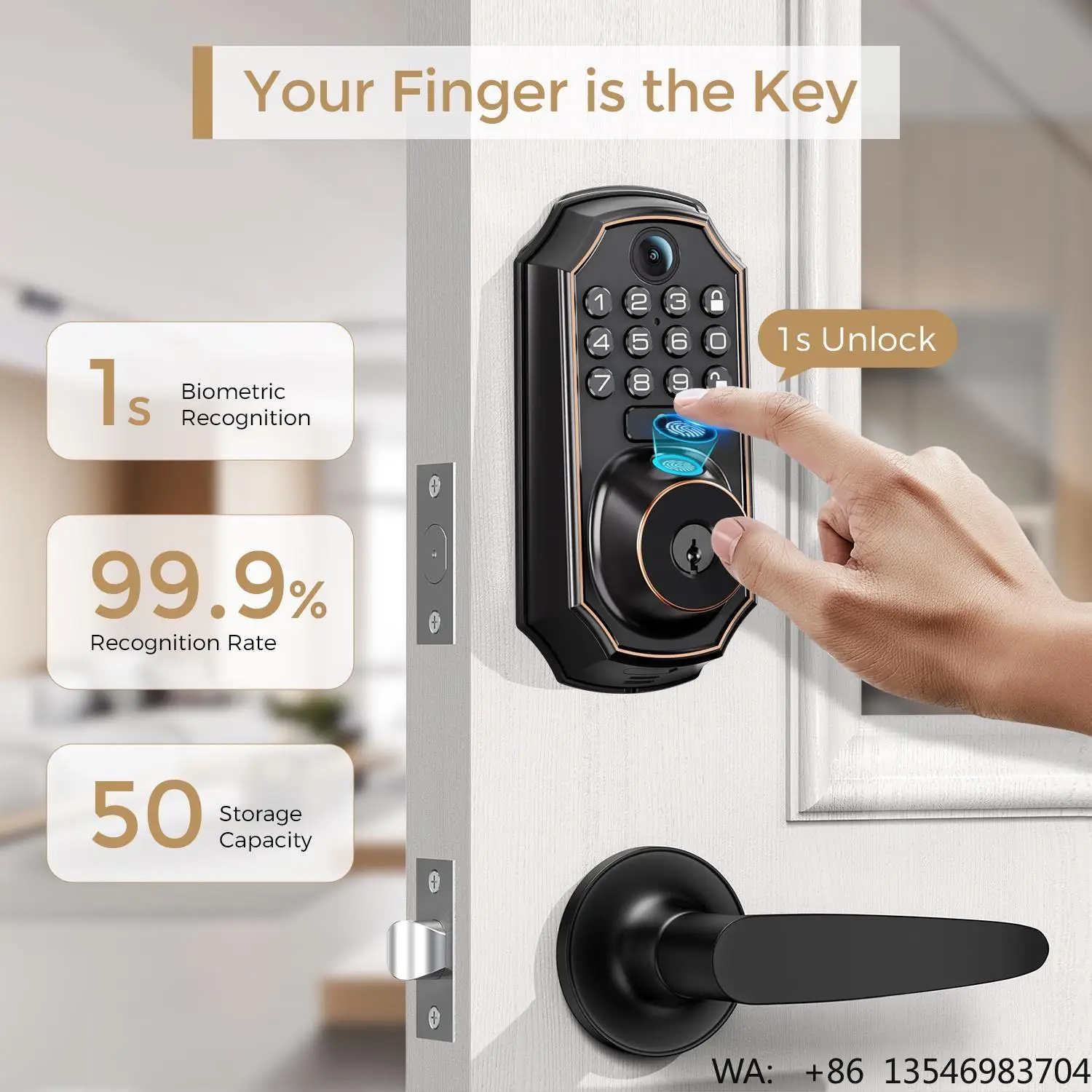 Keyless Entry WiFi App Deadbolt Lock Handle Set Fingerprint Keypad Anti-Peep Code Steel Door Aluminum Alloy Material Memory Card
Keyless Entry WiFi App Deadbolt Lock Handle Set Fingerprint Keypad Anti-Peep Code Steel Door Aluminum Alloy Material Memory Card