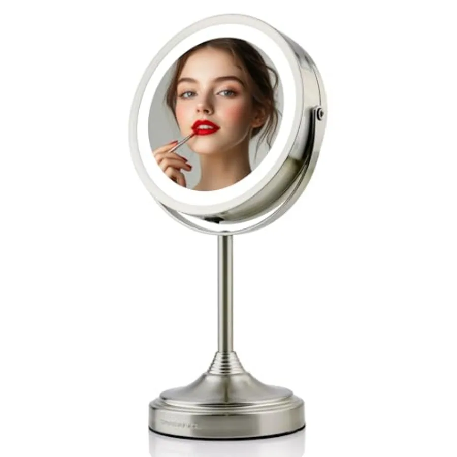 7" Rechargeable Lighted Tabletop Makeup Mirror with 1X/7X Magnification, Double Sided Magnifying Vanity Mirror, 360° Swivel Des
7" Rechargeable Lighted Tabletop Makeup Mirror with 1X/7X Magnification, Double Sided Magnifying Vanity Mirror, 360° Swivel Des
