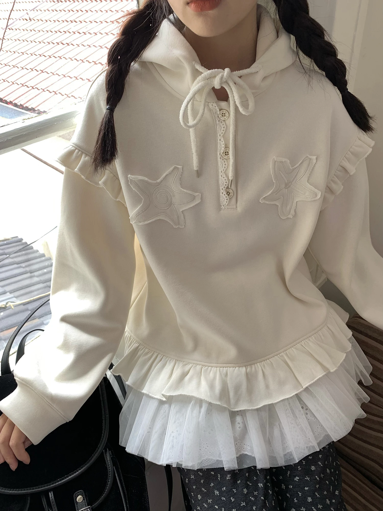 Hey Shan Nai Nai Fleece Lined Hooded Sweatshirt Women's Loose Lazy Style Star Patchwork Embroidery Jacket Cotton Polyester
Hey Shan Nai Nai Fleece Lined Hooded Sweatshirt Women's Loose Lazy Style Star Patchwork Embroidery Jacket Cotton Polyester