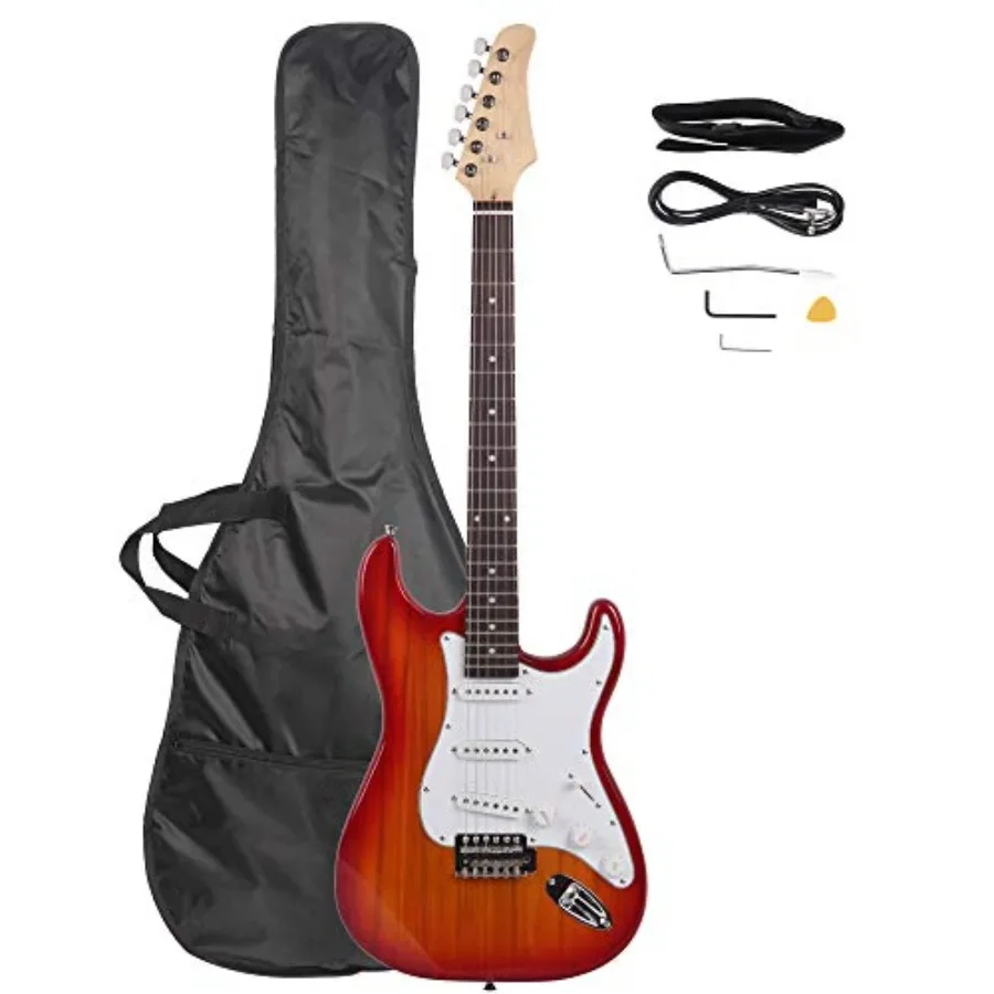 38 Inch Electric Guitar for Beginner and Intermediate Performer: Rosewood Fingerboard, Sunset Red, Includes Picks, Strap, Cord,
38 Inch Electric Guitar for Beginner and Intermediate Performer: Rosewood Fingerboard, Sunset Red, Includes Picks, Strap, Cord,