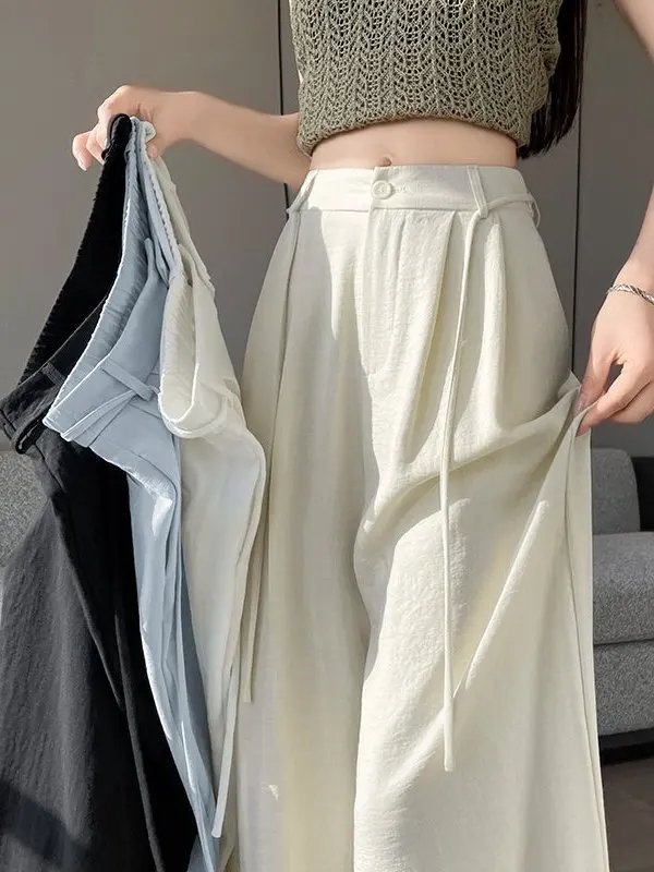High Waist Wide Leg Pants Linen Suit Women Summer Thin Ice Silk Cotton Linen Casual Floor Length Trousers Old Money Style
High Waist Wide Leg Pants Linen Suit Women Summer Thin Ice Silk Cotton Linen Casual Floor Length Trousers Old Money Style