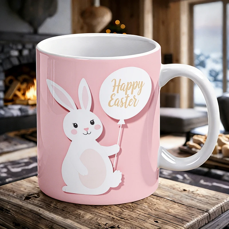 Easter Bunny Balloon Ceramic Mug Pastel Pink 'Happy Easter' Coffee, Milk Cup, Drinking Cup, Gift for Friends, Fade-resistant
Easter Bunny Balloon Ceramic Mug Pastel Pink 'Happy Easter' Coffee, Milk Cup, Drinking Cup, Gift for Friends, Fade-resistant
