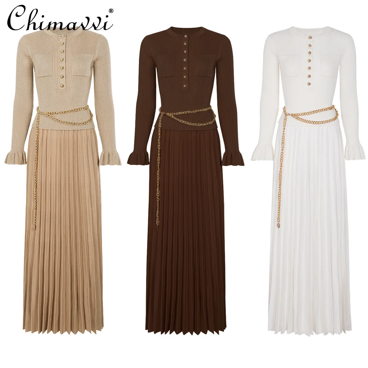 Spring and Autumn New High-End Fashion Slimming Long-Sleeve Pullover Knit Top Pleated Skirt Set for Women Elegant Two-Piece Set
Spring and Autumn New High-End Fashion Slimming Long-Sleeve Pullover Knit Top Pleated Skirt Set for Women Elegant Two-Piece Set