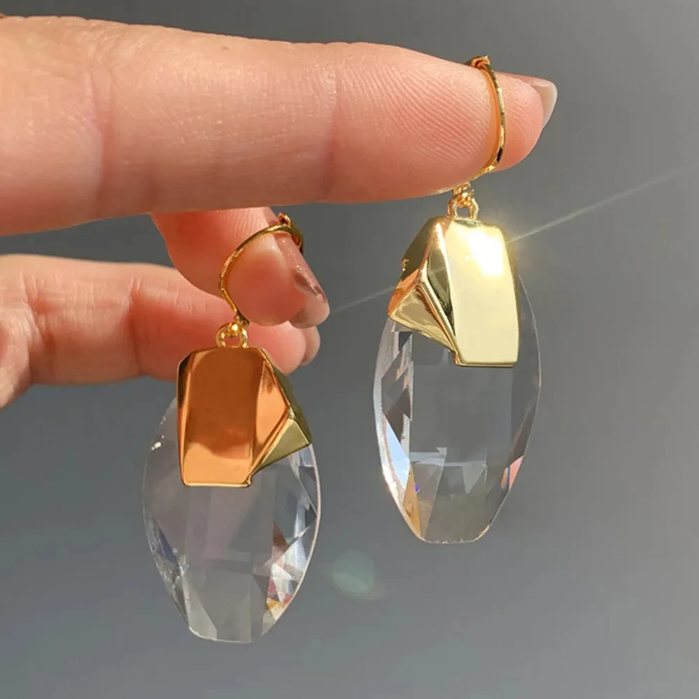 High Quality Luxury Designer Famous Brand Jewelry Transparent Crystal Geometric Pendant Drop Earrings Women Trend
High Quality Luxury Designer Famous Brand Jewelry Transparent Crystal Geometric Pendant Drop Earrings Women Trend