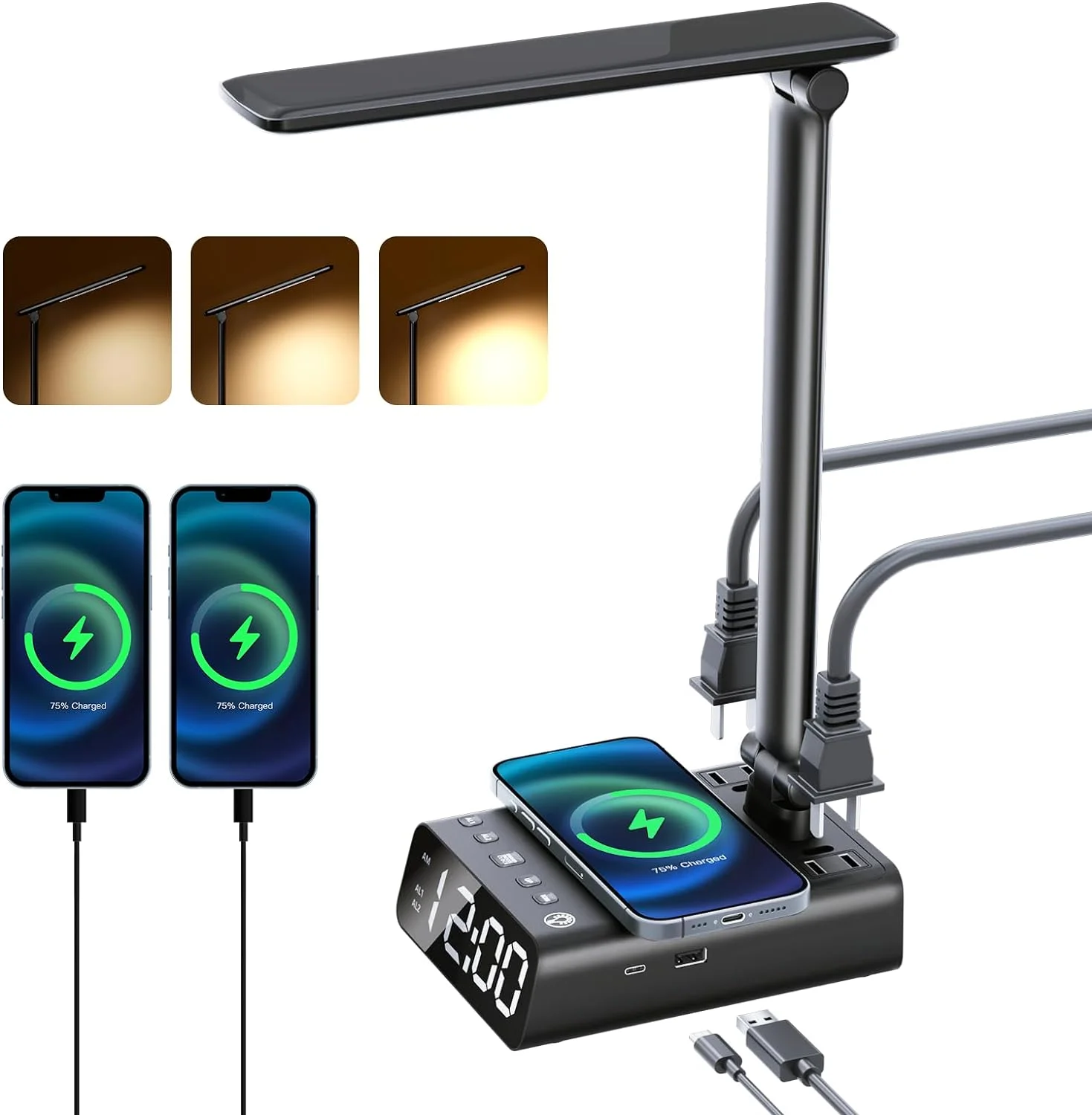 LED Desk Lamp with Wireless Charging, 1 USB & 1 USB-C Port, 2 US AC Outlets, 6FT Extension Cord for Bedroom Study Living Room
LED Desk Lamp with Wireless Charging, 1 USB & 1 USB-C Port, 2 US AC Outlets, 6FT Extension Cord for Bedroom Study Living Room
