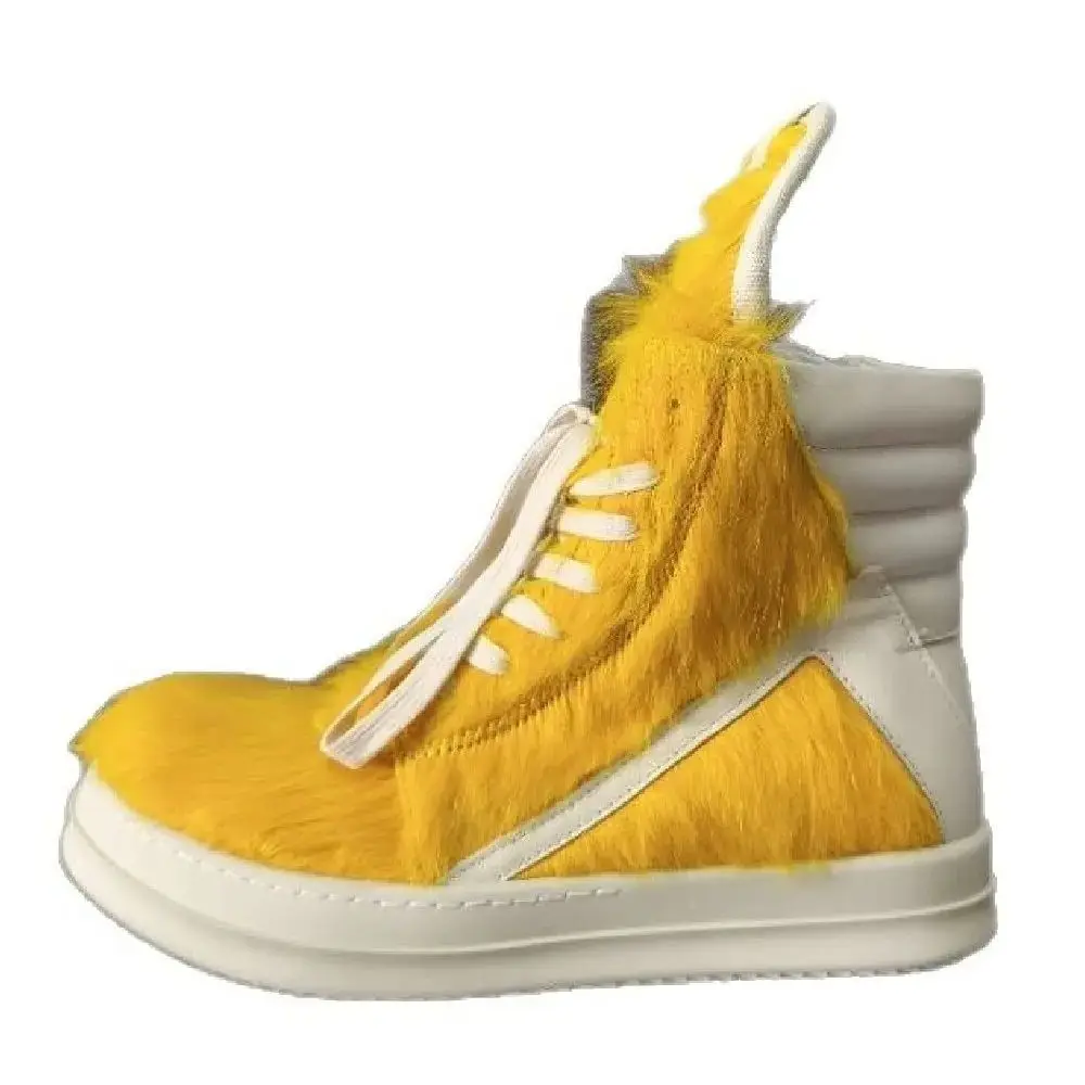 Men's Horsehair Shoes Casual Platform Women High Top Sneakers Leather Luxury Trainers Lace Up Zip Designer Male Boots
Men's Horsehair Shoes Casual Platform Women High Top Sneakers Leather Luxury Trainers Lace Up Zip Designer Male Boots