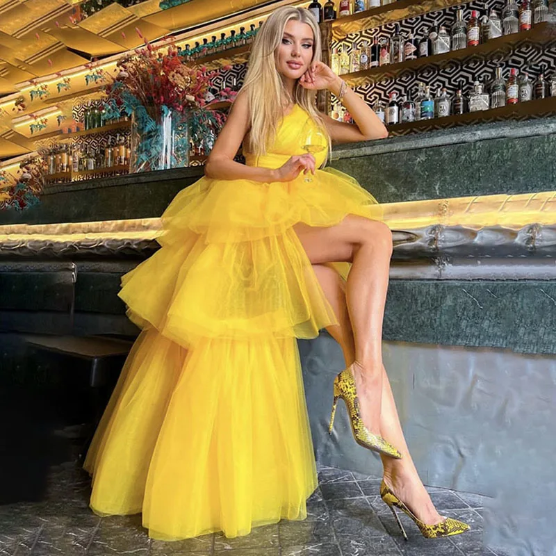 STOCK Women Sleeveless Sexy One-Shoulder Floor-Length Fluffy Prom Dress Fashion Elegant Evening Party Celebration Dres
STOCK Women Sleeveless Sexy One-Shoulder Floor-Length Fluffy Prom Dress Fashion Elegant Evening Party Celebration Dres