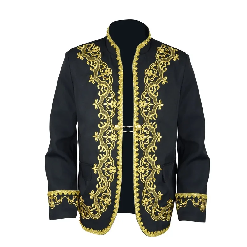 European Style Men's Jacket Single Button Fashion Opera Stage Performance Clothes Gold Inset Court Prince Coat Jacket New
European Style Men's Jacket Single Button Fashion Opera Stage Performance Clothes Gold Inset Court Prince Coat Jacket New