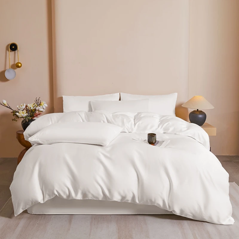 Natural Silk Bedding Set Luxury Soft Quilt Cover Flat Sheet Pillowcases Single Double Queen King Size Duvet Cover Set
Natural Silk Bedding Set Luxury Soft Quilt Cover Flat Sheet Pillowcases Single Double Queen King Size Duvet Cover Set