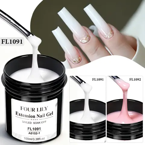 Gel UV de construction pour ongles, grande capacité 100 ml, blanc rose, effet soak-off, pour extension d'ongles et nail art