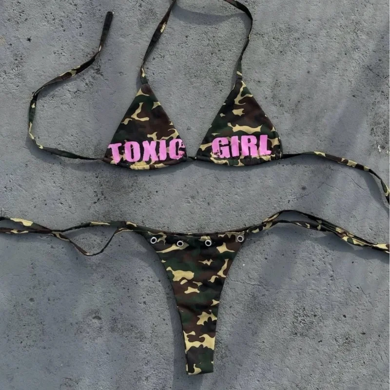 Summer beach women's bikini set with neck hanging triangular cup and lace up underwear
Summer beach women's bikini set with neck hanging triangular cup and lace up underwear