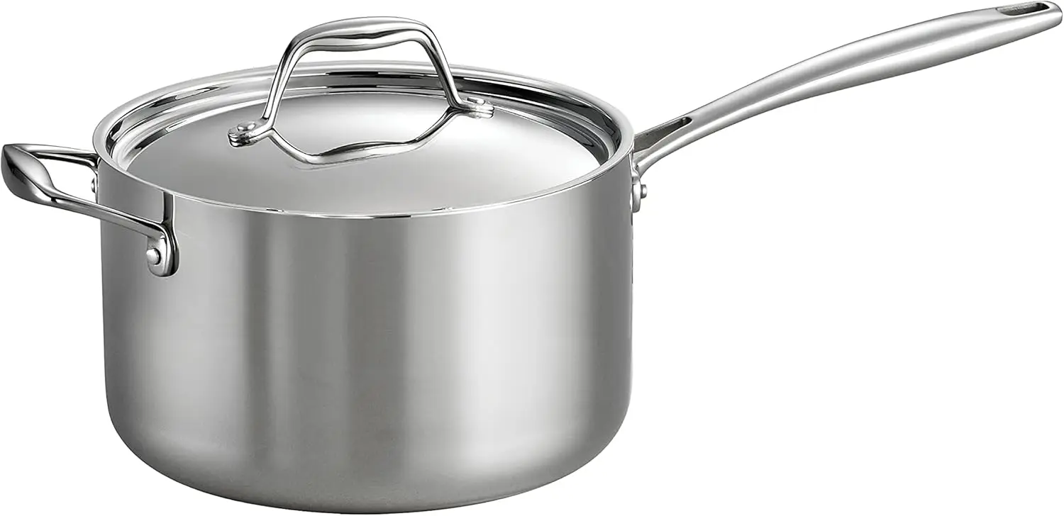 Tri-Ply Clad Stainless Steel 4-Quart Sauce Pan with Lid, Induction-Ready, Dishwasher-Safe, NSF-Certified, Made in Brazil
Tri-Ply Clad Stainless Steel 4-Quart Sauce Pan with Lid, Induction-Ready, Dishwasher-Safe, NSF-Certified, Made in Brazil