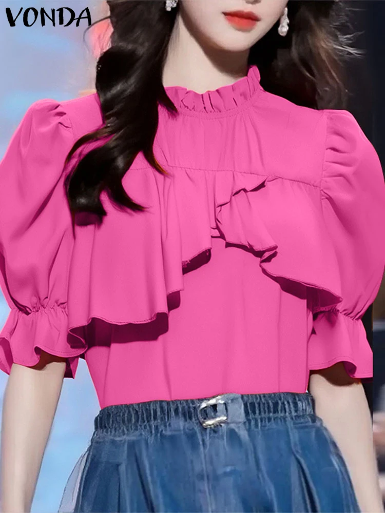 Women Elegant Solid Color Blouse Office Lady Ruffled Shirts 2025 VONDA Casual O Neck Tunic Female Bohemian Tops Oversized
Women Elegant Solid Color Blouse Office Lady Ruffled Shirts 2025 VONDA Casual O Neck Tunic Female Bohemian Tops Oversized