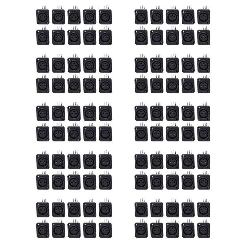 ABKQ-100Pcs Black XLR 3Pin Female Jack Panel Mount Chassis PCB Socket Connector
ABKQ-100Pcs Black XLR 3Pin Female Jack Panel Mount Chassis PCB Socket Connector