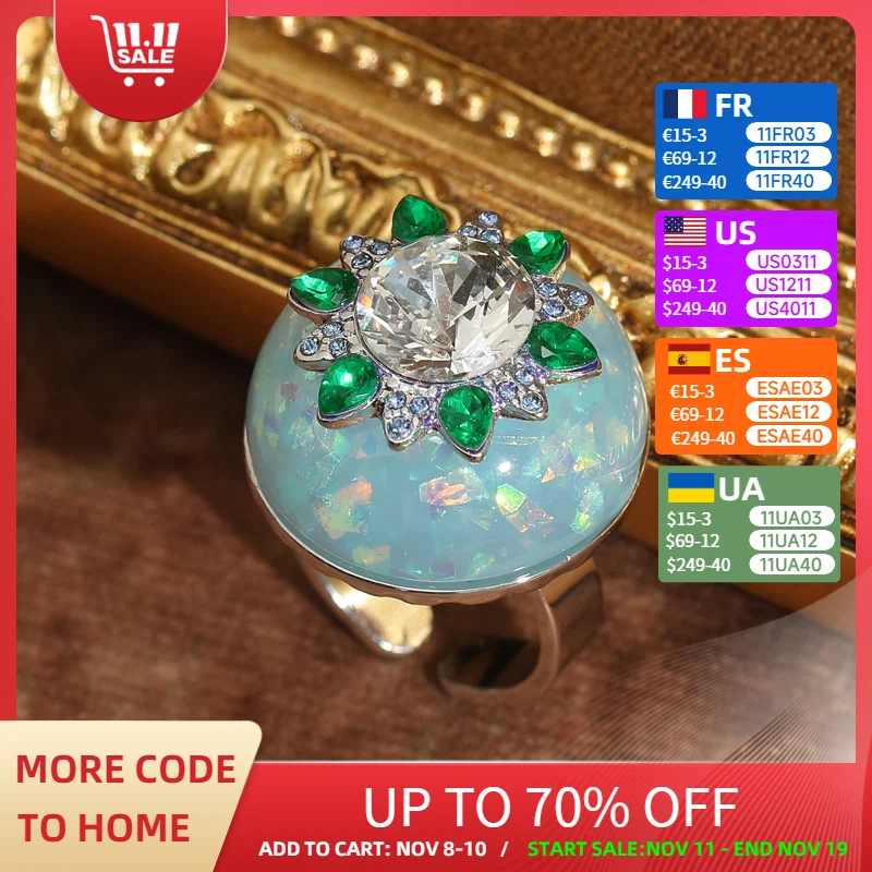 Vintage Ice Blue Round Crystal Rings Natural Stone White Green Rhinestone Quality Luxury Jewelry Designer Gifts Wedding 2025 New
Vintage Ice Blue Round Crystal Rings Natural Stone White Green Rhinestone Quality Luxury Jewelry Designer Gifts Wedding 2025 New