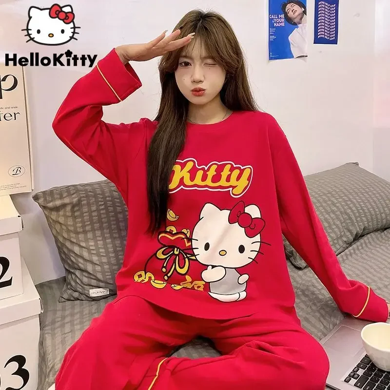 Осенне-зимний пижамный комплект Sanrio, Hello Kitty Kuromi, хлопковый топ с длинным рукавом и штаны, комплект из двух предметов, милая Домашняя одежда, подарок для девочек
Осенне-зимний пижамный комплект Sanrio, Hello Kitty Kuromi, хлопковый топ с длинным рукавом и штаны, комплект из двух предметов, милая Домашняя одежда, подарок для девочек