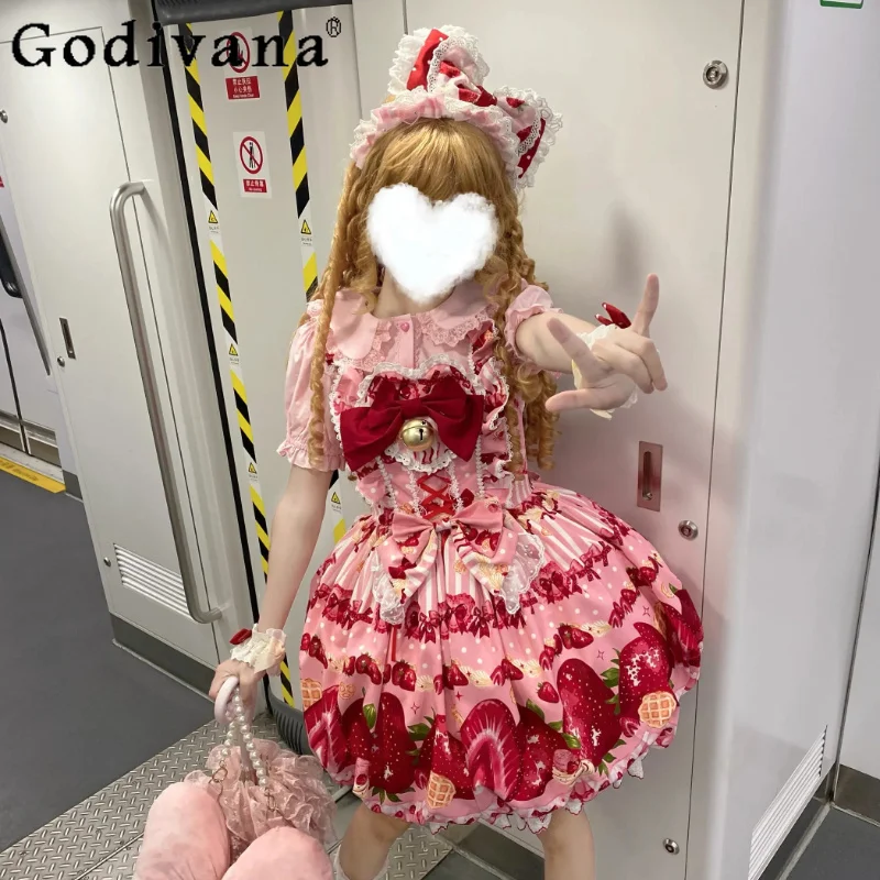 Original Japanese Girls Cute Lolita Strawberry Dress Summer New Loli Daily Casual Lo Strap Dres Birthday Party Suspender Dress
Original Japanese Girls Cute Lolita Strawberry Dress Summer New Loli Daily Casual Lo Strap Dres Birthday Party Suspender Dress