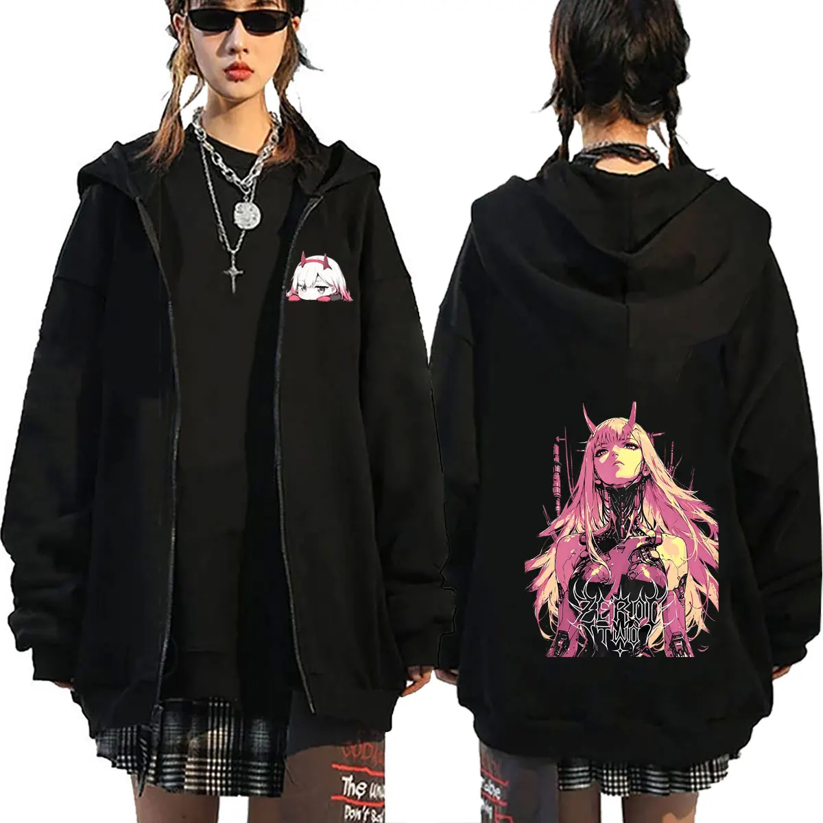Anime Darling in The Franxx Zero Two Graphic Zipper Hoodie Men Women Manga Casual Oversized Zip Up Jacket Male Vintage Hoodies
Anime Darling in The Franxx Zero Two Graphic Zipper Hoodie Men Women Manga Casual Oversized Zip Up Jacket Male Vintage Hoodies