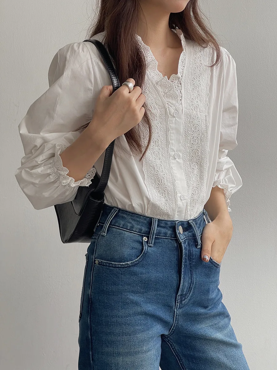 Женская белая блузка BJTZ с кружевной отделкой во французском стиле, элегантная офисная блузка для работы, весенне-летние топы
Женская белая блузка BJTZ с кружевной отделкой во французском стиле, элегантная офисная блузка для работы, весенне-летние топы