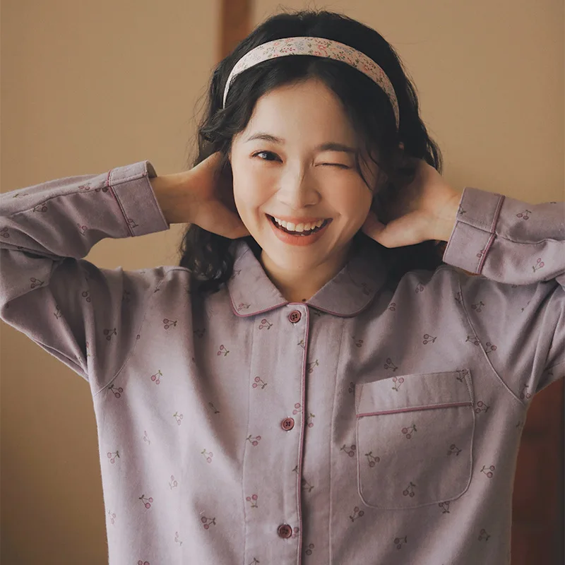 Mum Mountain 72 Japanese Style Sleepwear Women's Autumn Spring Winter Pure Cotton Flannel Home Clothes Set plus Size
Mum Mountain 72 Japanese Style Sleepwear Women's Autumn Spring Winter Pure Cotton Flannel Home Clothes Set plus Size