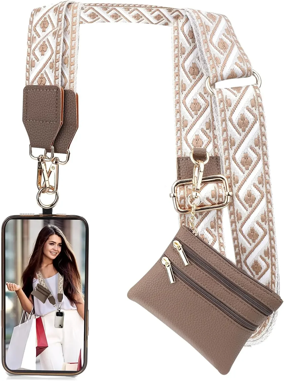 Adjustable Phone Strap With Zippered Wallet, Crossbody Anti-Theft Lanyard For Women, Multicolor
Adjustable Phone Strap With Zippered Wallet, Crossbody Anti-Theft Lanyard For Women, Multicolor