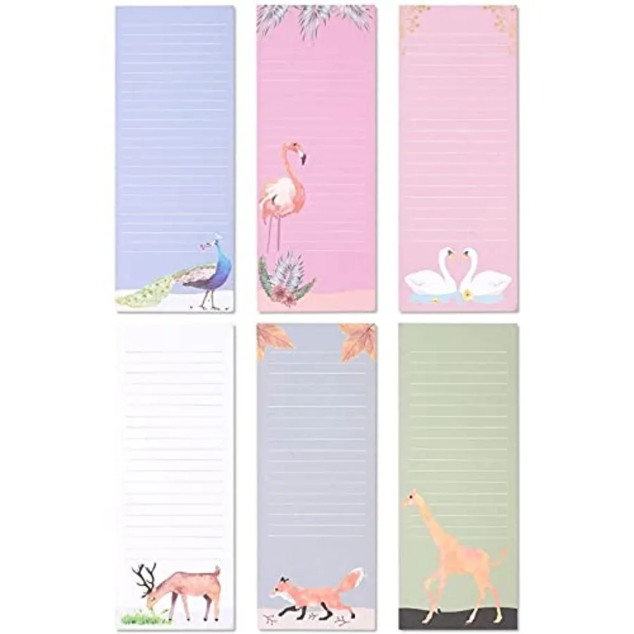 Magnetic Note Pads - 3.5 x 9 Inches, 6-Pack, 6 Animal Designs and Colors - Fridge Notepad with Magnet, Grocery List for Fridge
Magnetic Note Pads - 3.5 x 9 Inches, 6-Pack, 6 Animal Designs and Colors - Fridge Notepad with Magnet, Grocery List for Fridge