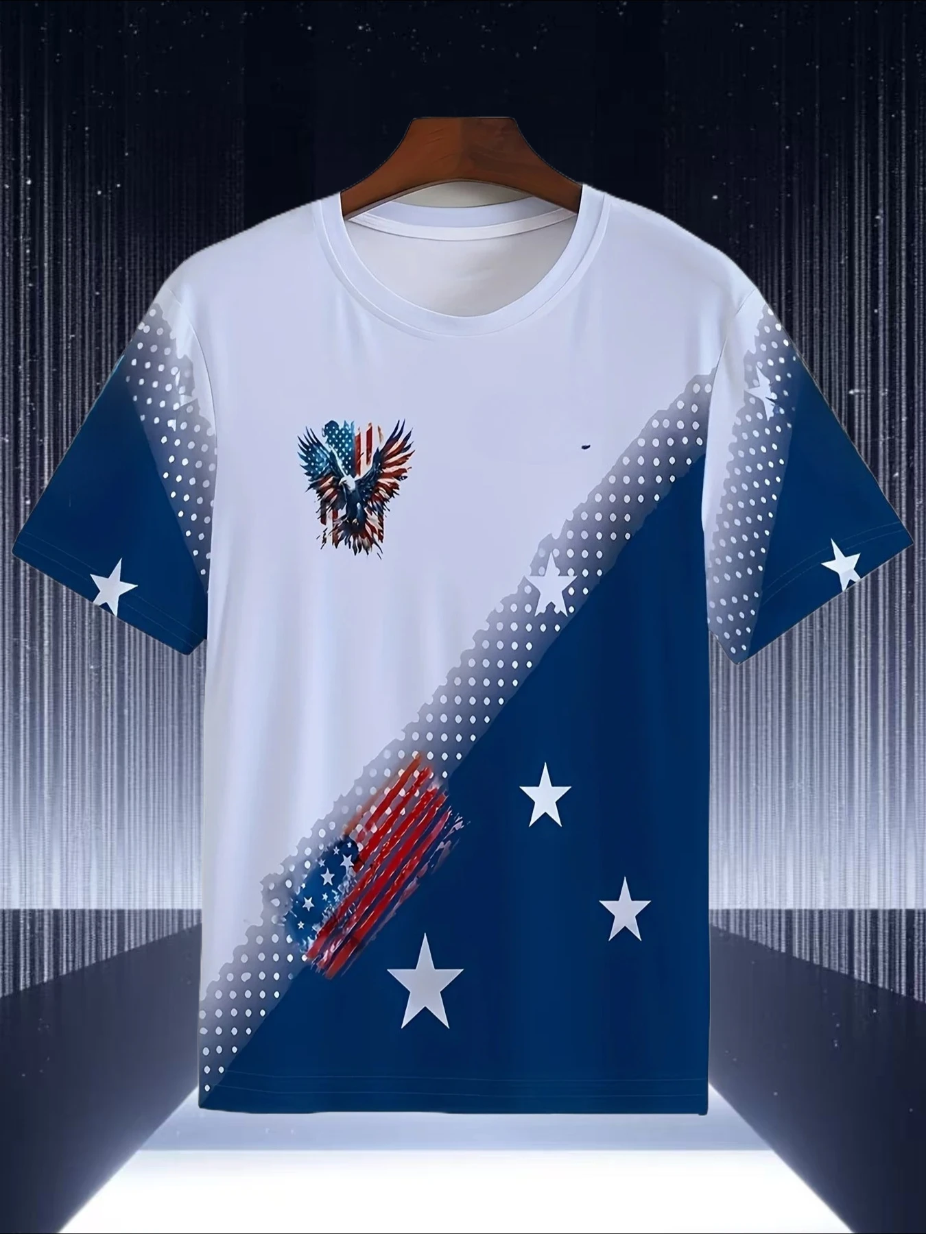100% Polyester for Men, Breathable, Casual, Short Sleeves, Round Neck, Eagle-shaped Design and American Flag, Brand New
100% Polyester for Men, Breathable, Casual, Short Sleeves, Round Neck, Eagle-shaped Design and American Flag, Brand New