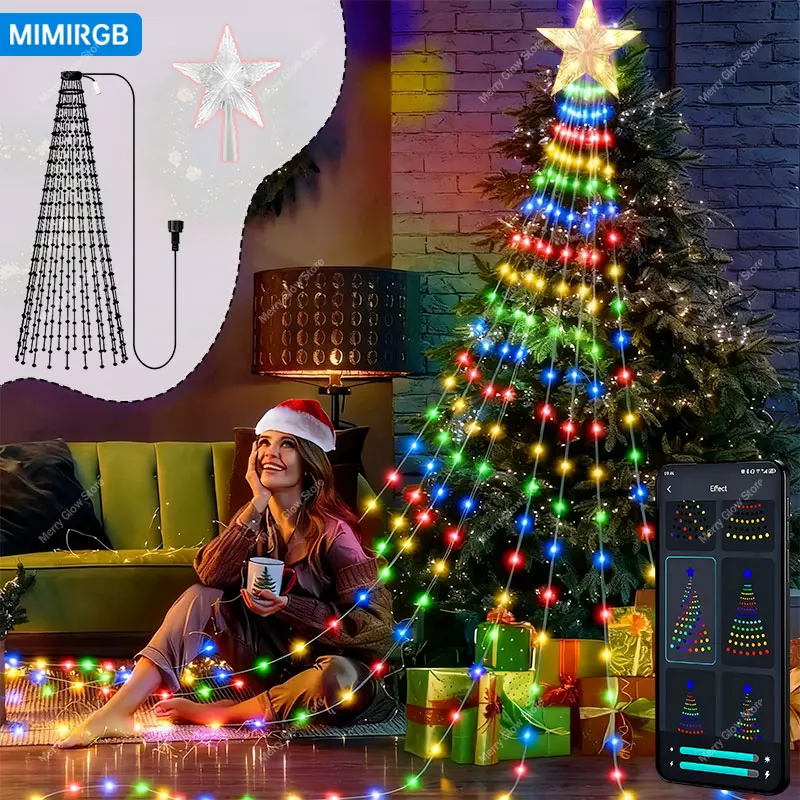 2.1M LED Star Waterfall Lights Smart Christmas Tree Lights RGB DIY Text Music Sync Indoor/Outdoor String Lights Festive Lighting
2.1M LED Star Waterfall Lights Smart Christmas Tree Lights RGB DIY Text Music Sync Indoor/Outdoor String Lights Festive Lighting