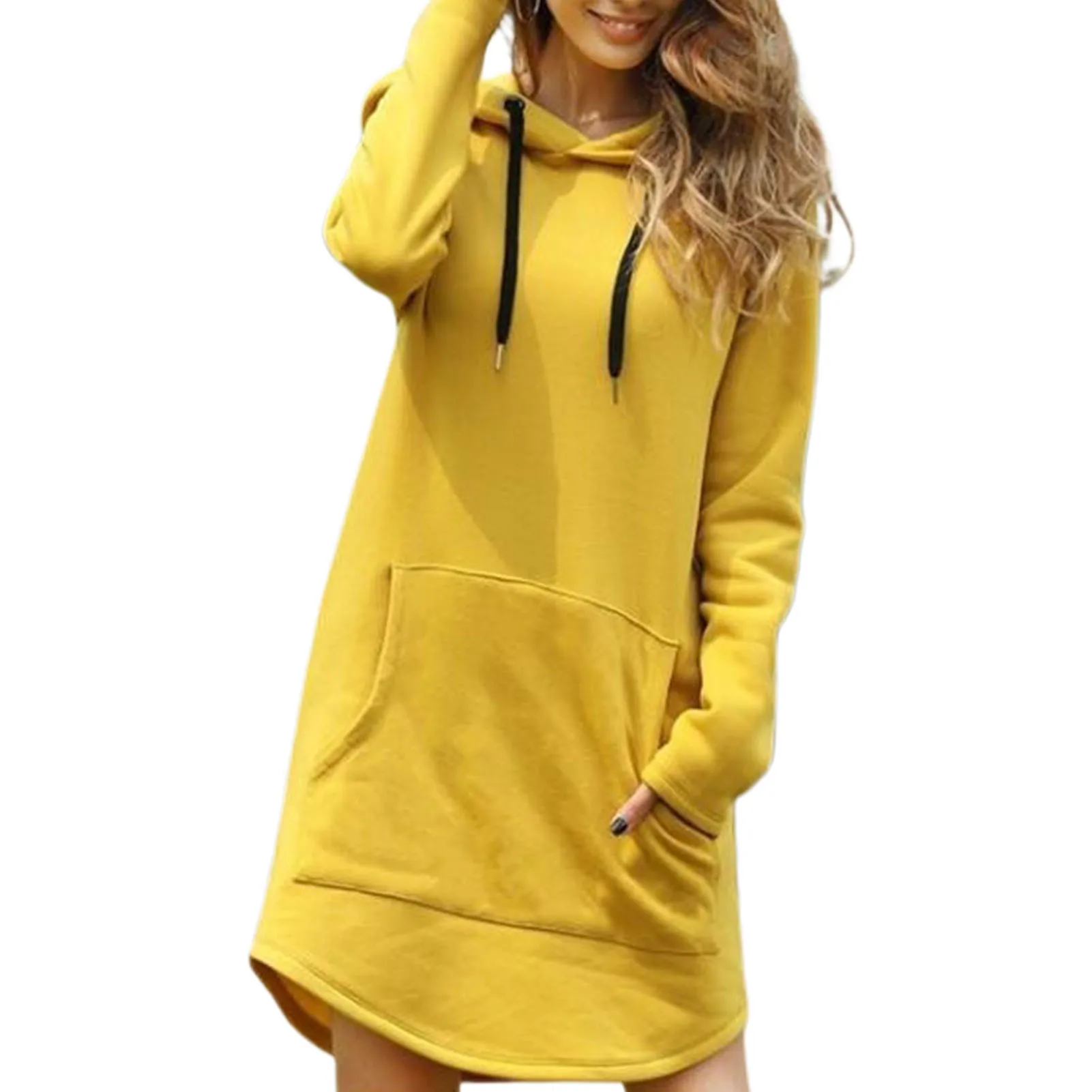 Women's Casual Hooded Dress Fall Long Sleeve Sweatshirt Button Down Neck Drawstring Pullovers Lightweight Hoodies Dress худ