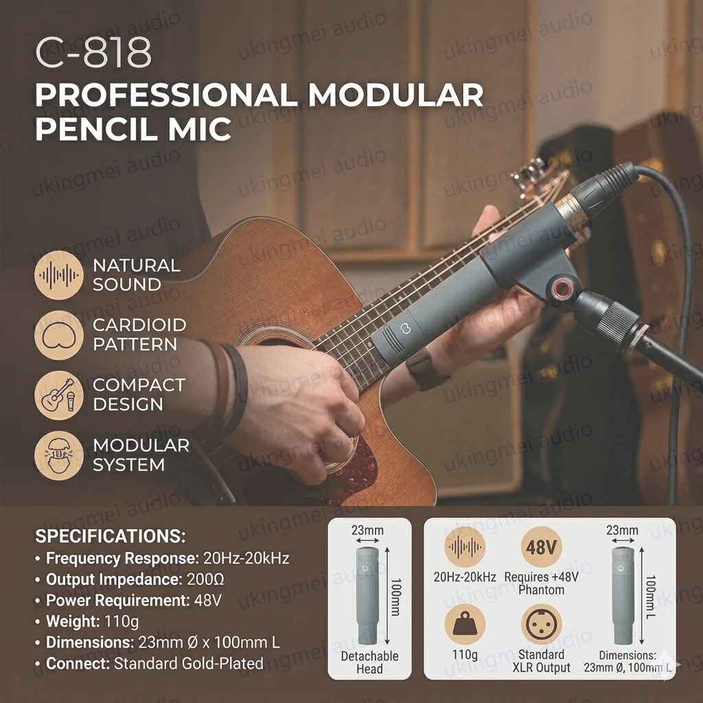 Small Diaphragm Condenser Microphone Cardioid Mic for Acoustic Instruments Guitar Piano Studio Recording With Detachable Capsule
Small Diaphragm Condenser Microphone Cardioid Mic for Acoustic Instruments Guitar Piano Studio Recording With Detachable Capsule
