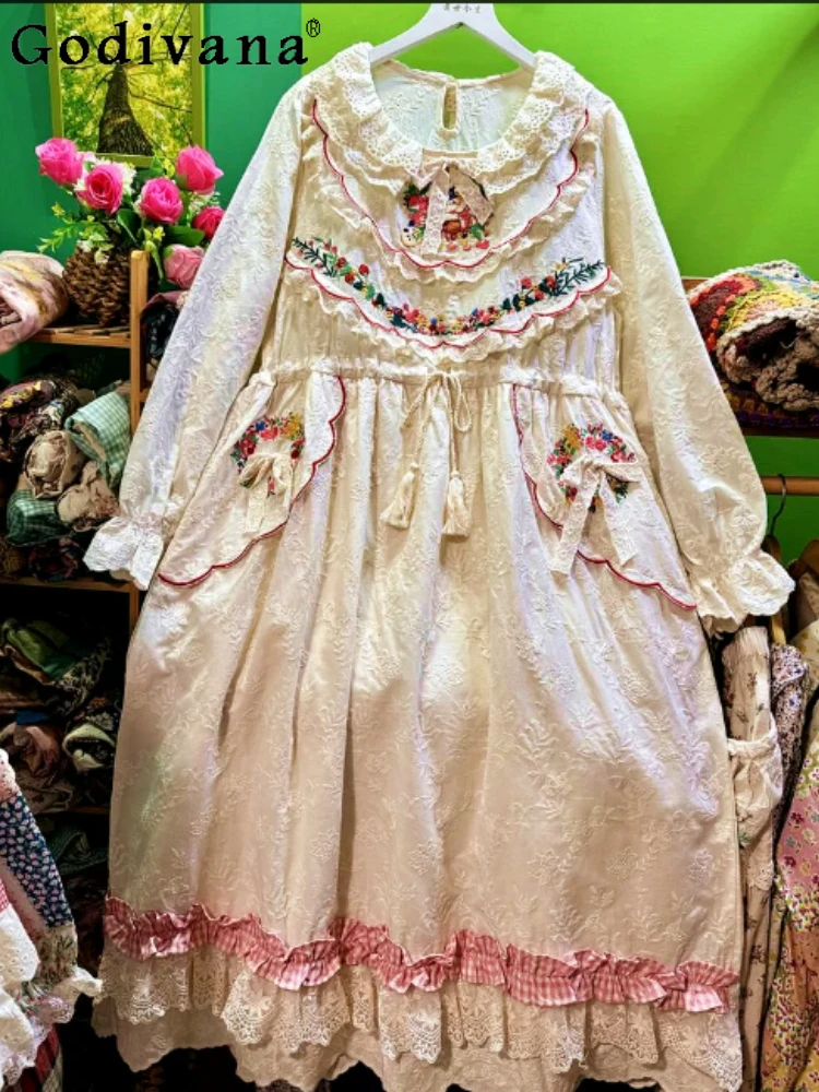 Spring 2026 Sweet Embroidery Sweet Peter Pan Collar Long Sleeve Dress Fashion Versatile Loose Elegant Lace Princess Dresses
Spring 2026 Sweet Embroidery Sweet Peter Pan Collar Long Sleeve Dress Fashion Versatile Loose Elegant Lace Princess Dresses