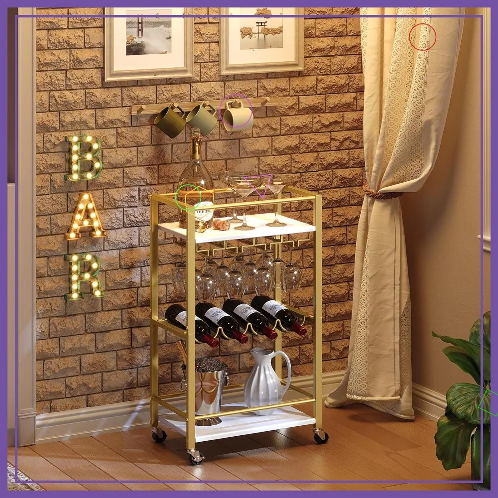 3-уровневая тележка на колесиках с винной стойкой и подставками для стекла, золотисто-белая для кухни, столовой, гостиной
3-уровневая тележка на колесиках с винной стойкой и подставками для стекла, золотисто-белая для кухни, столовой, гостиной