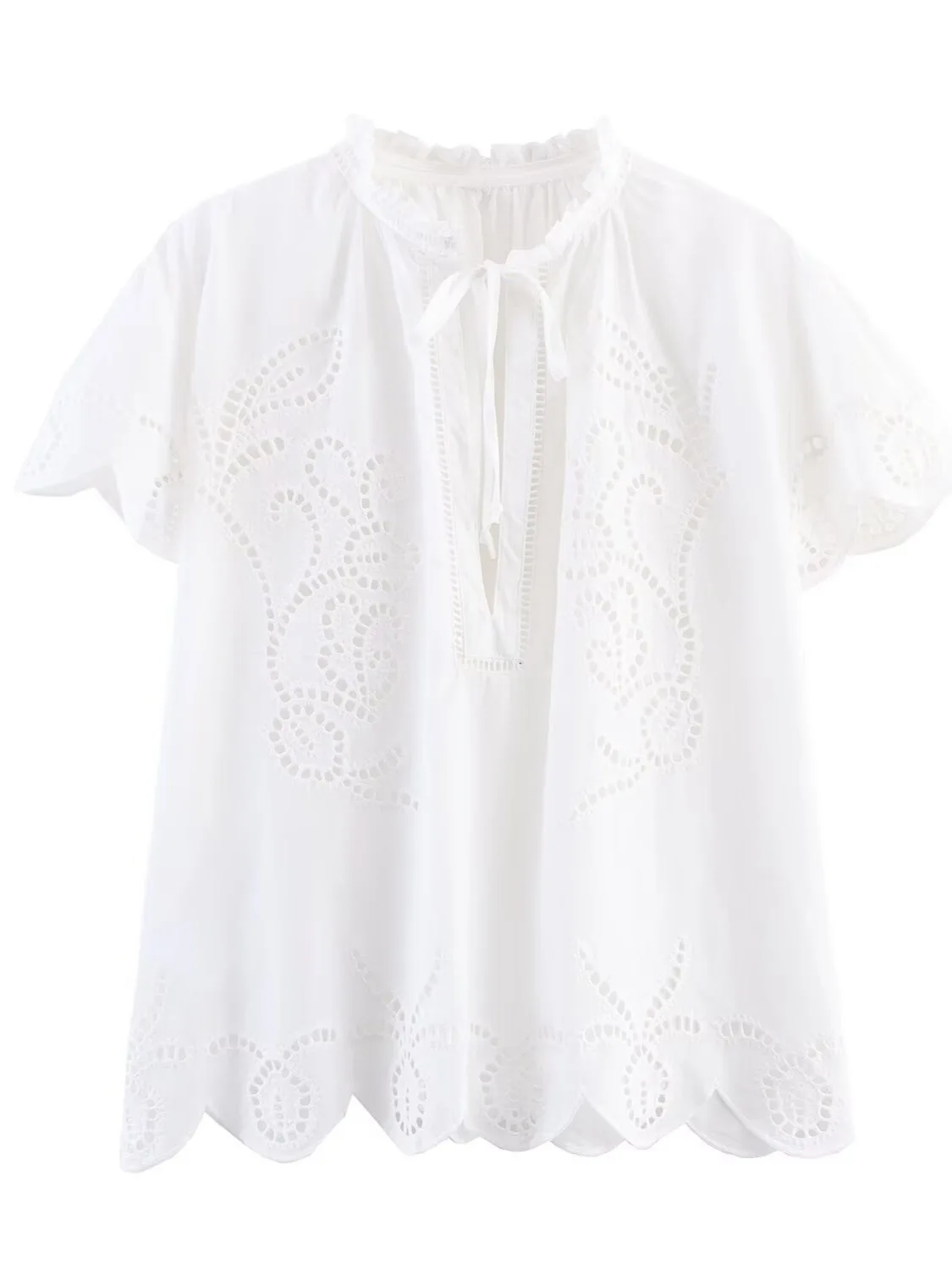 Dave&Di New Cross-border European And American Round Neck Lace Up Embroidered Shirt Top Woman Clothes Shirts
Dave&Di New Cross-border European And American Round Neck Lace Up Embroidered Shirt Top Woman Clothes Shirts