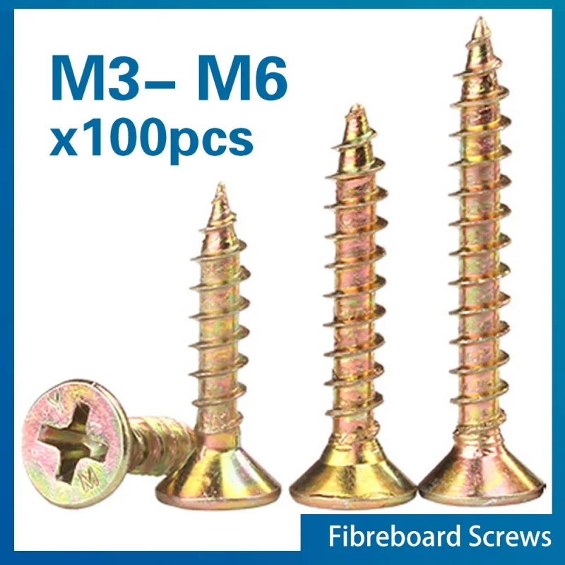 100pcs/lot M3 M3.5 M5 M6 Zinc Coated Cross Recessed Countersunk fibreboard Chipboard Flat Head Sell Tapping Wood Screw
100pcs/lot M3 M3.5 M5 M6 Zinc Coated Cross Recessed Countersunk fibreboard Chipboard Flat Head Sell Tapping Wood Screw