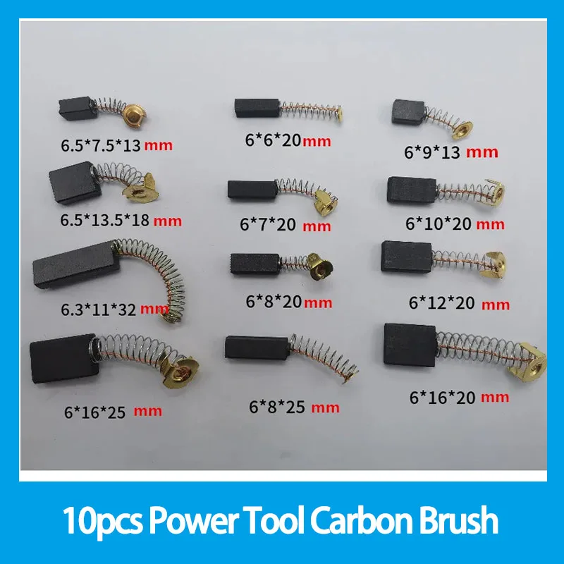 10pcs Power Tool Carbon Brush Electric Hammer Angle Grinder Graphite Brush Replacement
10pcs Power Tool Carbon Brush Electric Hammer Angle Grinder Graphite Brush Replacement
