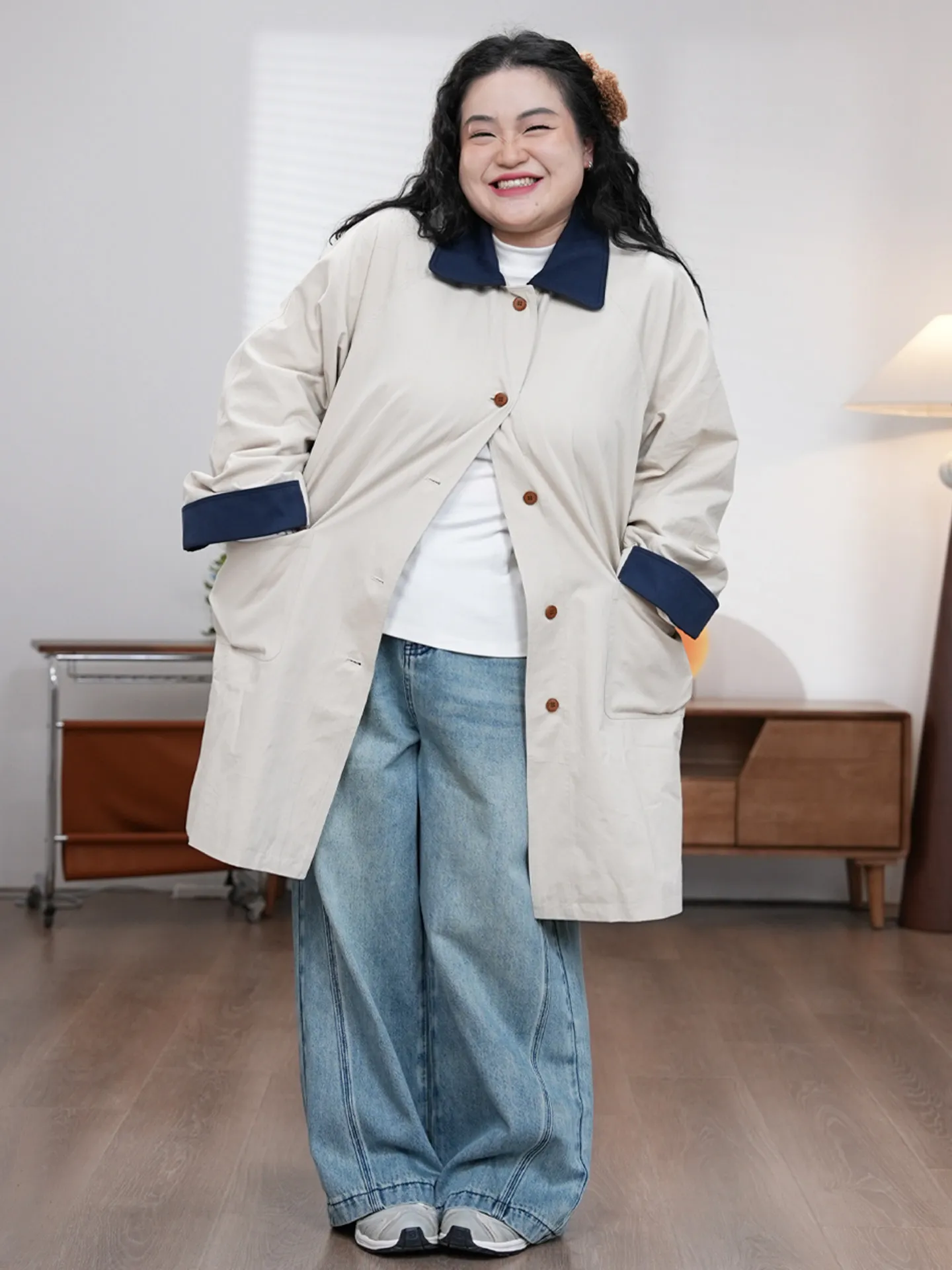 Fun Bojie Autumn Winter plus Size Korean Sle Color Blo Collar Mid-Length Coat Long Sve Cotton Women's Loose Fit Wind...
Fun Bojie Autumn Winter plus Size Korean Sle Color Blo Collar Mid-Length Coat Long Sve Cotton Women's Loose Fit Wind...