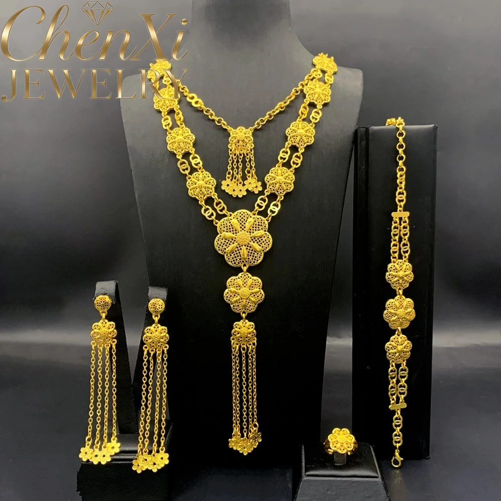 High-End Luxury Tassel Alluvial Gold Fashion Popular Jewelry Set Women Wedding Party Banquet Necklace Earrings Ring 4pcs Gift
High-End Luxury Tassel Alluvial Gold Fashion Popular Jewelry Set Women Wedding Party Banquet Necklace Earrings Ring 4pcs Gift