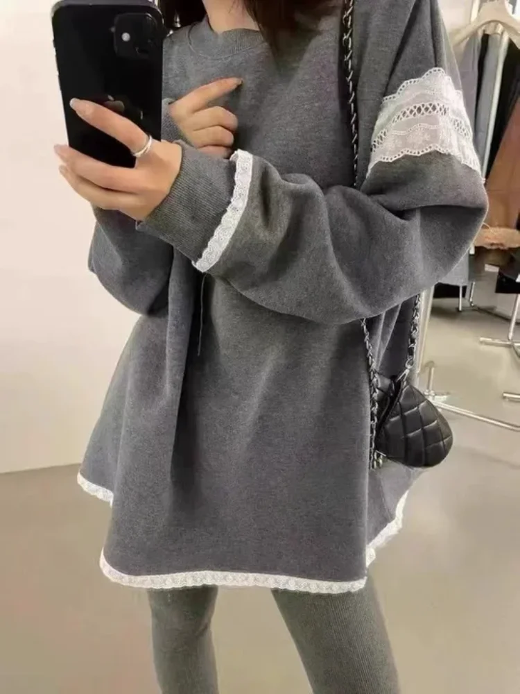Grey Japanese retro round leader patchwork women's loose long sleeved T-shirt autumn and winter spicy girl casual trend tops emo
Grey Japanese retro round leader patchwork women's loose long sleeved T-shirt autumn and winter spicy girl casual trend tops emo