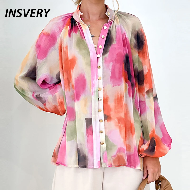 Fashion Printed Breasted Shirt Women Long Lantern Sleeve Pleated Flower Print Blouse Women Elegant Button Tops
Fashion Printed Breasted Shirt Women Long Lantern Sleeve Pleated Flower Print Blouse Women Elegant Button Tops