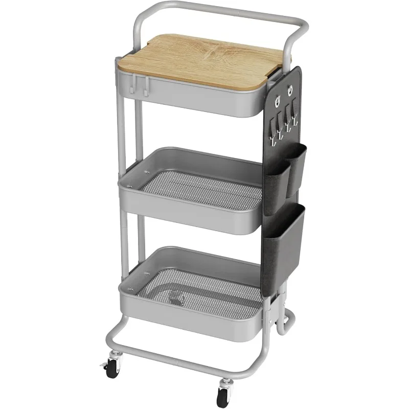 3 Tier Metal Utility Rolling Cart with Table Top and Side Bags, Tray Storage Organizer Wheels, Art Craft 4 Hooks
3 Tier Metal Utility Rolling Cart with Table Top and Side Bags, Tray Storage Organizer Wheels, Art Craft 4 Hooks