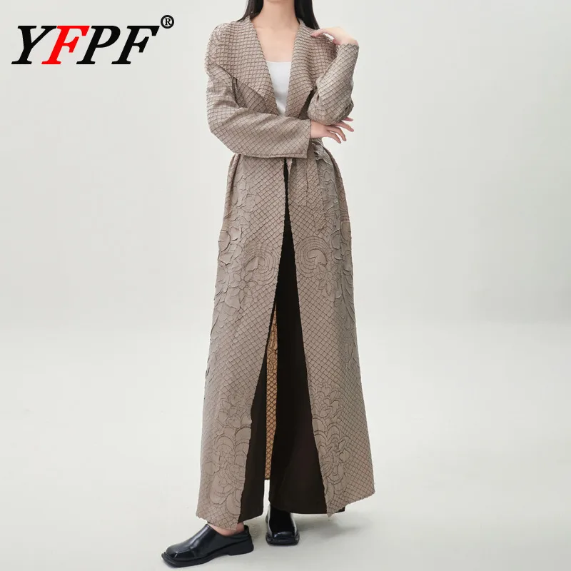 YFPF Роскошный плиссированный дизайн с вышивкой, длинный плащ, женский пояс с лацканами, свободная ветровка на талии, темперамент, новая одежда
YFPF Роскошный плиссированный дизайн с вышивкой, длинный плащ, женский пояс с лацканами, свободная ветровка на талии, темперамент, новая одежда