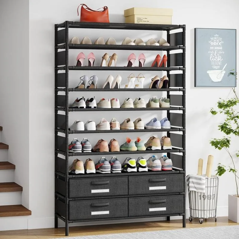Tribesigns 10 Tier Shoe Rack Organizer with 4 Bins Drawers, 50 Pairs Vertical Shoe Racks, Free Standing Shelf
Tribesigns 10 Tier Shoe Rack Organizer with 4 Bins Drawers, 50 Pairs Vertical Shoe Racks, Free Standing Shelf
