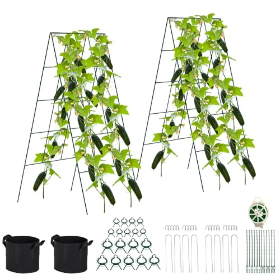 Foldable Cucumber Trellis -, A-Frame Garden Treis, Steel Climbing Plants Support Raised Bed Trellis with Twist Ties and Plant B
Foldable Cucumber Trellis -, A-Frame Garden Treis, Steel Climbing Plants Support Raised Bed Trellis with Twist Ties and Plant B