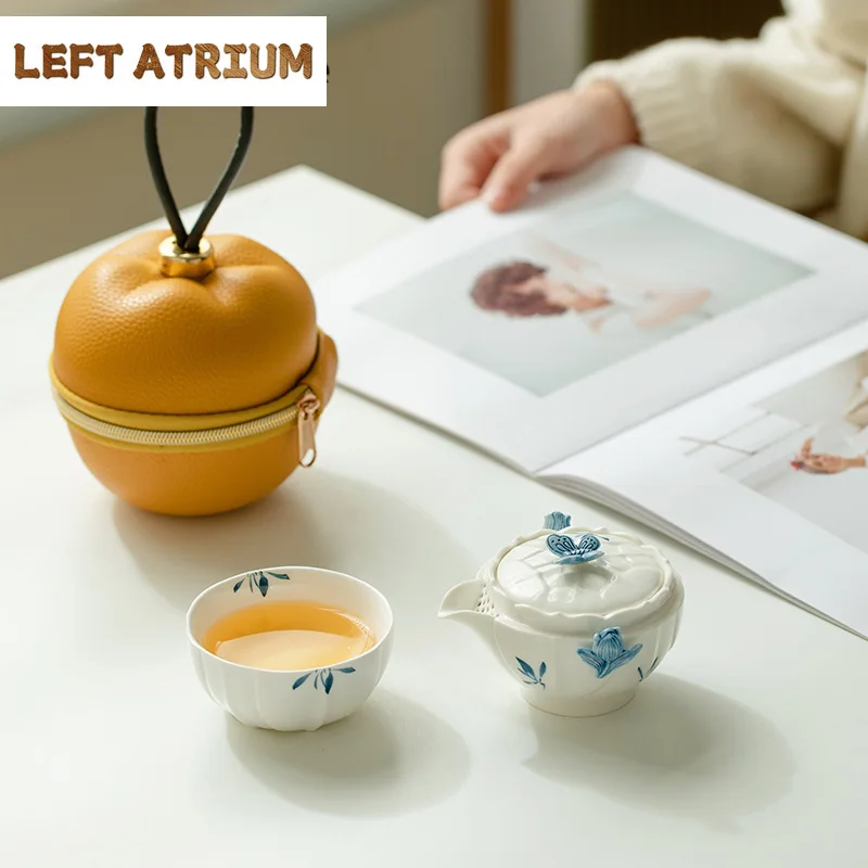 Pure Hand Painted Butterfly Orchid Ceramic Tea Set Portable Outdoor Camping Tea Pot with Cup Creative Tulip Carrying Bag Gifts
Pure Hand Painted Butterfly Orchid Ceramic Tea Set Portable Outdoor Camping Tea Pot with Cup Creative Tulip Carrying Bag Gifts