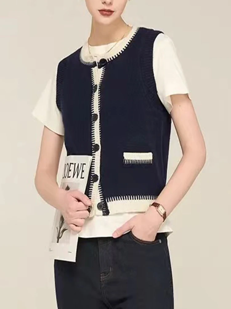 Чистая шерсть, винтажный художественный стиль, вязаный жилет, женский цветной жилет без рукавов с круглым вырезом, женский повседневный тонкий трикотаж, пальто, топ
Чистая шерсть, винтажный художественный стиль, вязаный жилет, женский цветной жилет без рукавов с круглым вырезом, женский повседневный тонкий трикотаж, пальто, топ