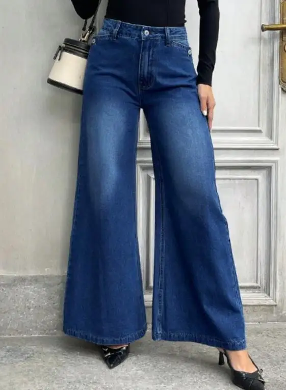 2026 New Elegant New Fashion Bottom Retro Pleated Design with High Waist Slim and Wide Legs Floor Hugging Jeans for Women
2026 New Elegant New Fashion Bottom Retro Pleated Design with High Waist Slim and Wide Legs Floor Hugging Jeans for Women