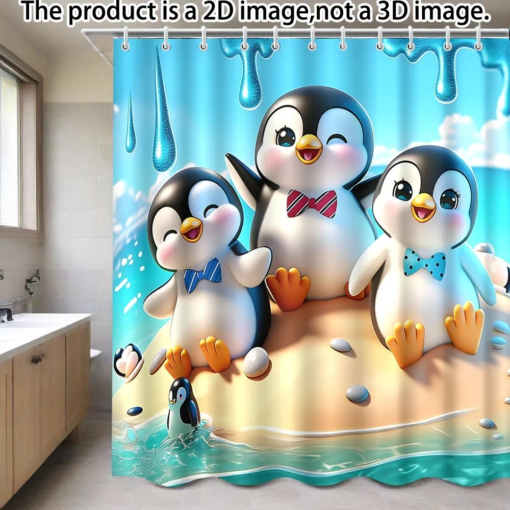 Cute Penguin Family Shower Curtain, Cartoon Sea Animal Print, Kids Bathroom Decor, Waterproof Polyester Fabric with Hooks
Cute Penguin Family Shower Curtain, Cartoon Sea Animal Print, Kids Bathroom Decor, Waterproof Polyester Fabric with Hooks