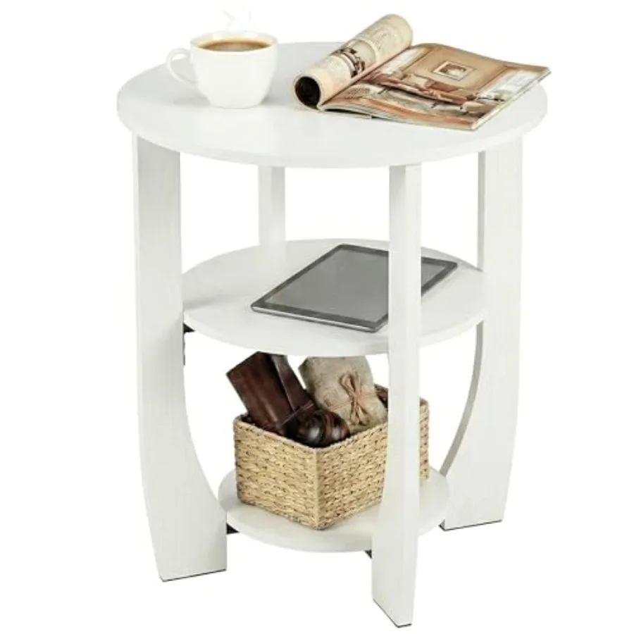 Round side table for bedroom and living room, MDF white 3-tier end table with storage, modern design accent table for couch, so
Round side table for bedroom and living room, MDF white 3-tier end table with storage, modern design accent table for couch, so