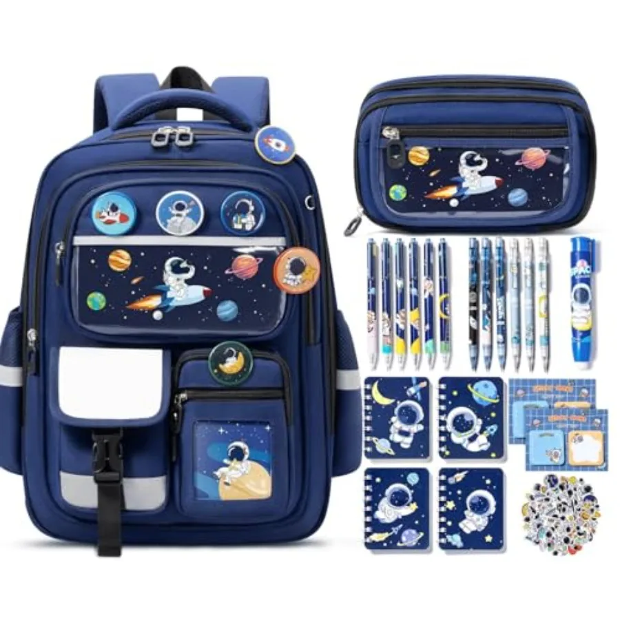 Backpack for School Boys, 30PCS Toddler School Supplies Stationery Set with Bookbag Pencil Case Pins Gel Pens Pencils Notebooks
Backpack for School Boys, 30PCS Toddler School Supplies Stationery Set with Bookbag Pencil Case Pins Gel Pens Pencils Notebooks