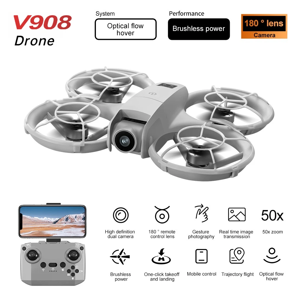 4K HD New Brushless Drone 180° Electric Dual Cameras Optical Flow Position Hover FPV WiFi Aircraft 360° Protection RC Quadcopter
4K HD New Brushless Drone 180° Electric Dual Cameras Optical Flow Position Hover FPV WiFi Aircraft 360° Protection RC Quadcopter